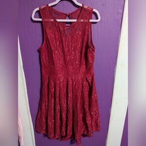 💜 Gardenwed Dark Raspberry Lace Lined Midi High Low Dress XL 16 18